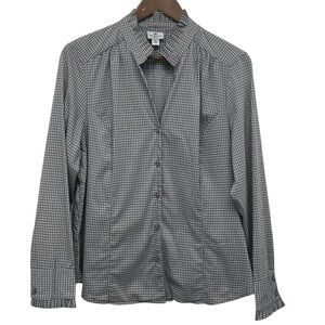 Worthington Stretch Grey and Black Checkered Women’s Shirt - Size XL